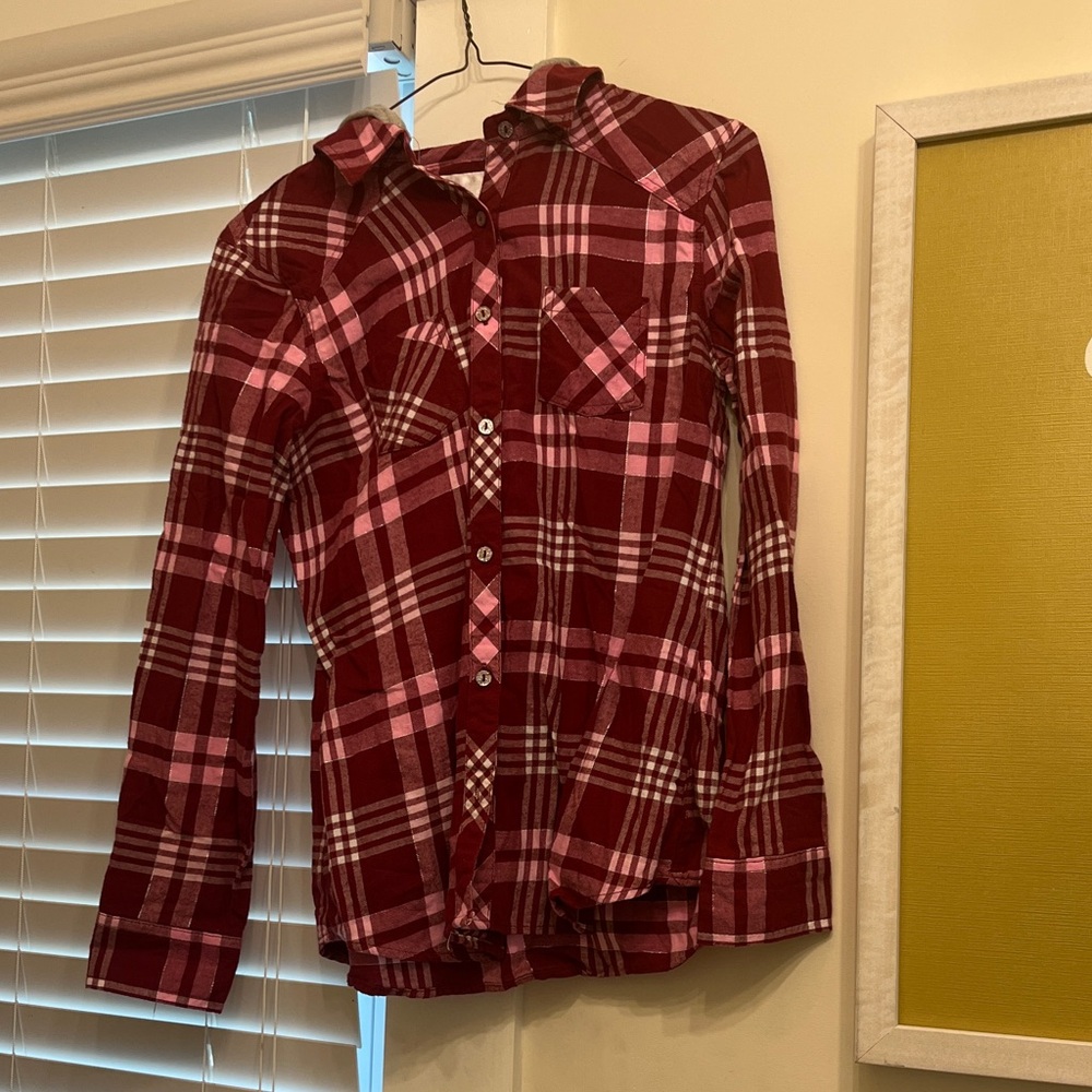 Justice Red Plaid Shirt size 18 girls